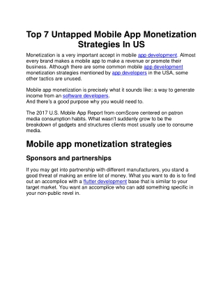 Top 7 Untapped Mobile App Monetization Strategies In US