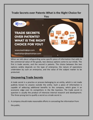 Trade Secrets over Patents What is the Right Choice for You