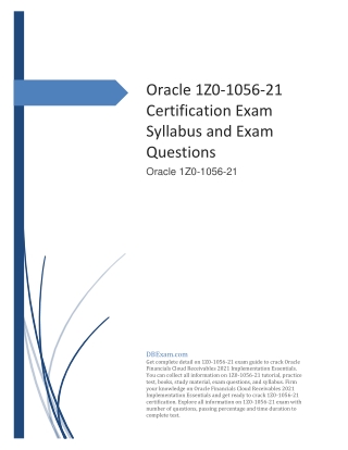 Oracle 1Z0-1056-21 Certification Exam Syllabus and Exam Questions