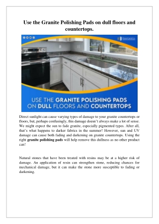 To remove the dullness use granite polishing pads