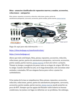 Ibiza - anuncios clasificados de repuestos nuevos y usados, accesorios, refacciones – autopartes-converted