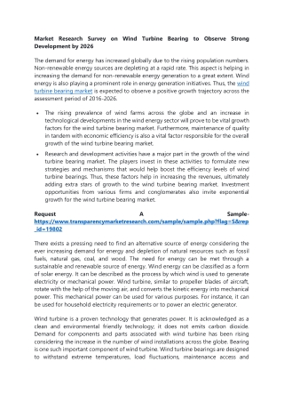 Market Research Survey on Wind Turbine Bearing to Observe Strong Development by