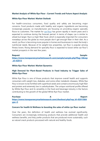 Market Analysis of White Rye Flour:Current Trends and Future Aspect Analysis