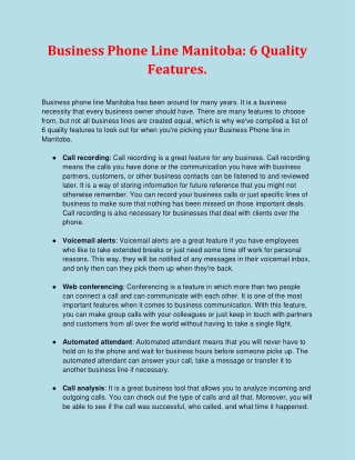 Business Phone Line Manitoba_ 6 Quality Features