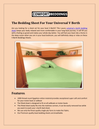 Universal V Berth Bedding Sheet