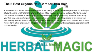 The 6 Best Organic Hair Care for Thin Hair