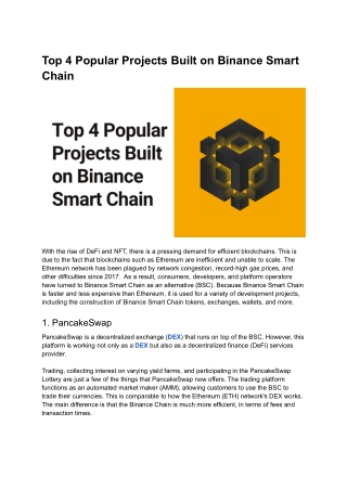 4 Popular Projects Built on Binance Smart Chain