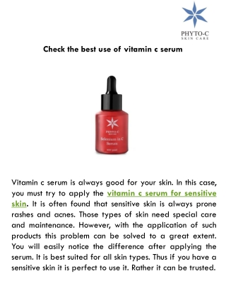 Check the best use of vitamin c serum