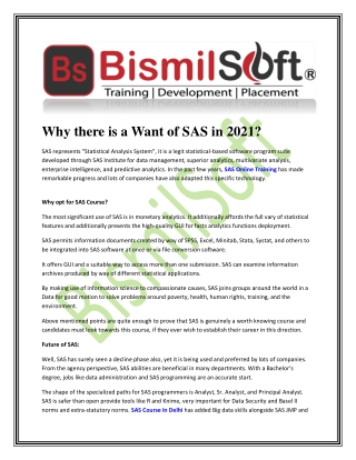 Why there is a Want of SAS in 2021