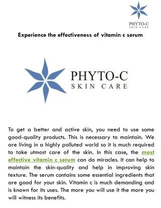 Experience the effectiveness of vitamin c serum