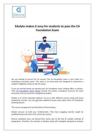 Edulyte makes it easy for students to pass the CA Foundation Exam