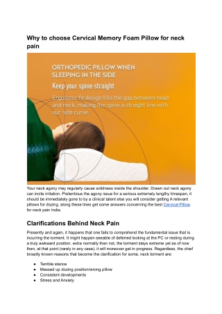 Why to choose Cervical Memory Foam Pillow for neck pain