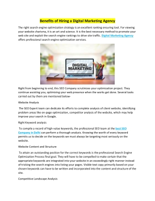 Benefits of Hiring a Digital Marketing Agency