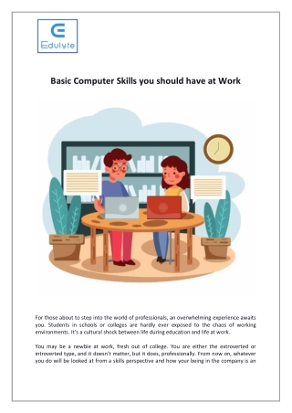 Basic Computer Skills you should have at Work
