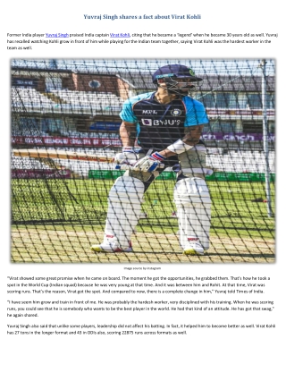 Yuvraj Singh shares a fact about Virat Kohli