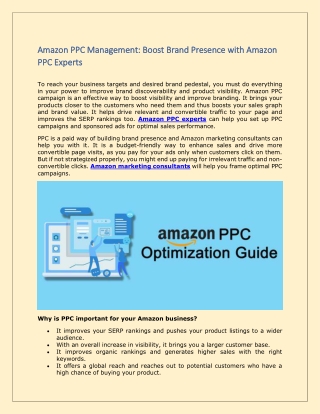 Amazon PPC Management Boost Brand Presence with Amazon PPC Experts