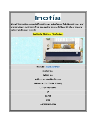 Best Inofia Mattress  Inofia.Com