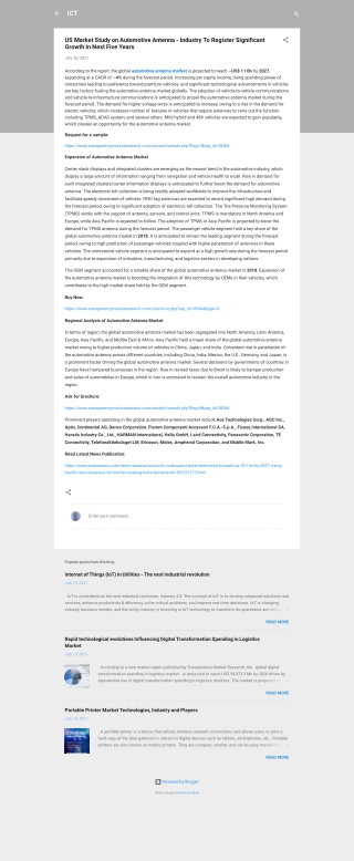 Automotive Antenna Market to Reach Valuation of ~US$ 11 Bn by 2027