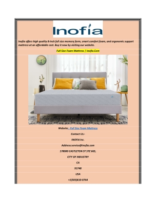 Full Size Foam Mattress  Inofia.Com