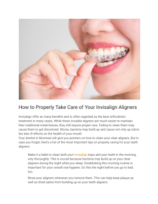 How to Properly Take Care of Your Invisalign Aligners