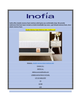 Double Memory Foam Mattress Sale  Inofia.co.uk