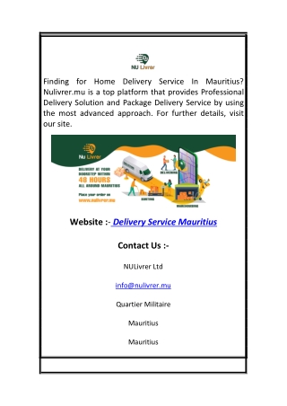 Delivery Service Mauritius  Nulivrer.mu