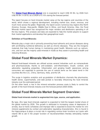 The Global Food Minerals Market size is expected to reach US