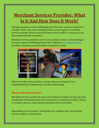 Merchant Services Provider - What Is It And How Does It Work