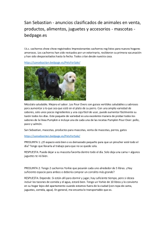 San Sebastian - anuncios clasificados de animales en venta, productos, alimentos, juguetes y accesorios - mascotas - bed