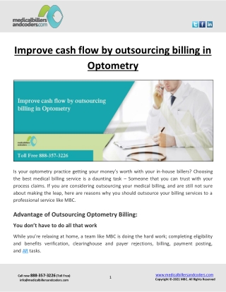 Improve cash flow by outsourcing billing in Optometry