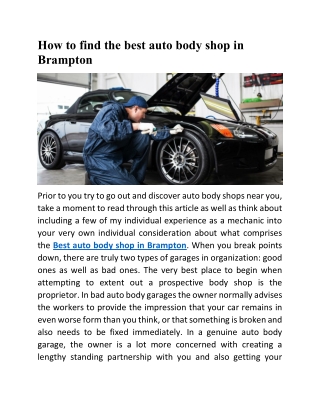 How to find the best auto body shop in Brampton