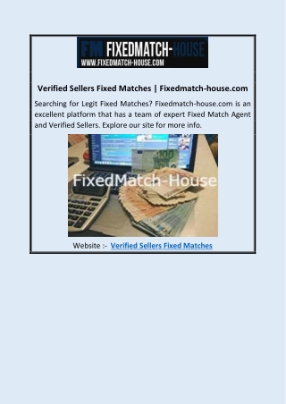 Verified Sellers Fixed Matches | Fixedmatch-house.com