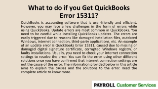 What to do if you Get QuickBooks Error 15311?
