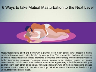 6 Ways to take Mutual Masturbation to the Next Level