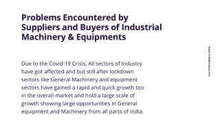 Solution to Problems Encountered by Buyers and Suppliers of India of Industrial