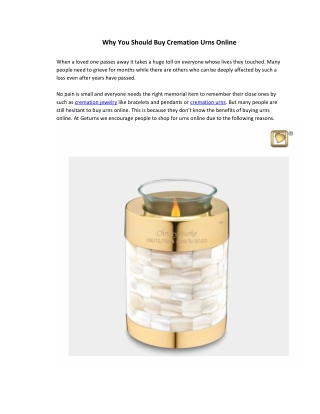 Why You Should Buy Cremation Urns Online