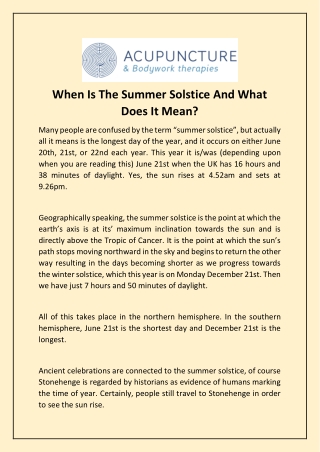 When Is The Summer Solstice And What Does It Mean