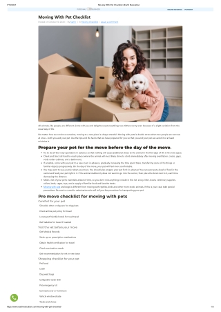 Moving With Pet Checklist _ Earth Relocation