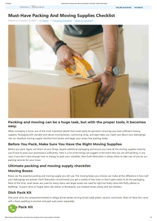 Must-Have Packing And Moving Supplies Checklist _ Earth Relocation