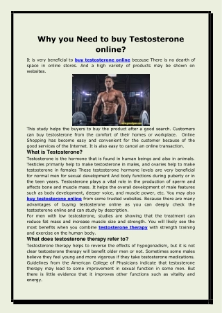 Why you Need to buy Testosterone online re