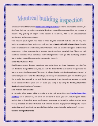 Montreal building inspection