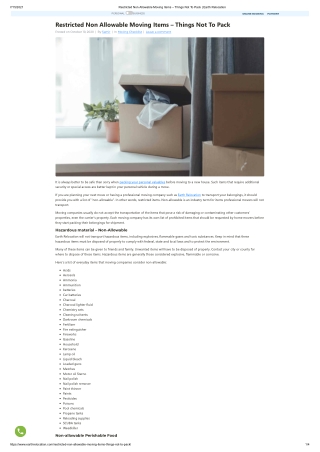Restricted Non Allowable Moving Items – Things Not To Pack _ Earth Relocation