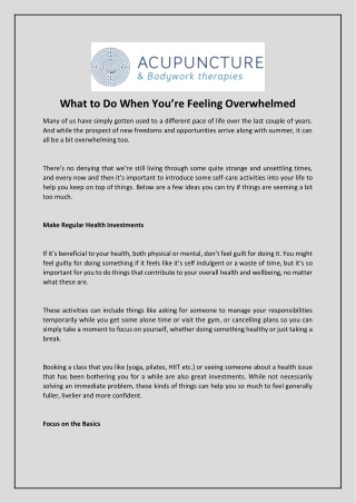 What to Do When You’re Feeling Overwhelmed