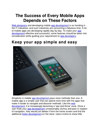 The Success of Every Mobile Apps Depends on These Factors
