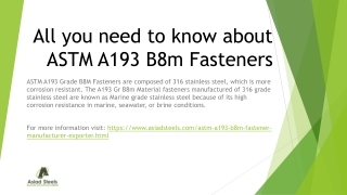 All you need to know about ASTM A193 B8m Fasteners