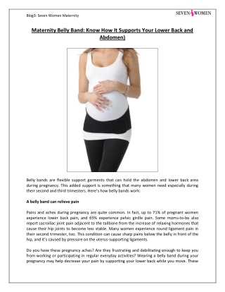 Maternity Belly Band- Know How It Supports Your Lower Back and Abdomen)