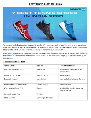 7 BEST TENNIS SHOES 2021 In India