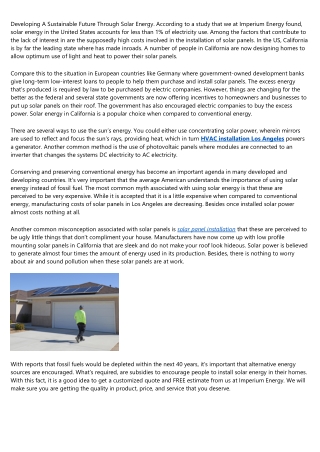 Developing A Sustainable Future Through Solar Energy