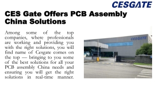CES Gate Offers PCB Assembly China Solutions
