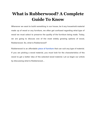 What is Rubberwood A Complete Guide To Know